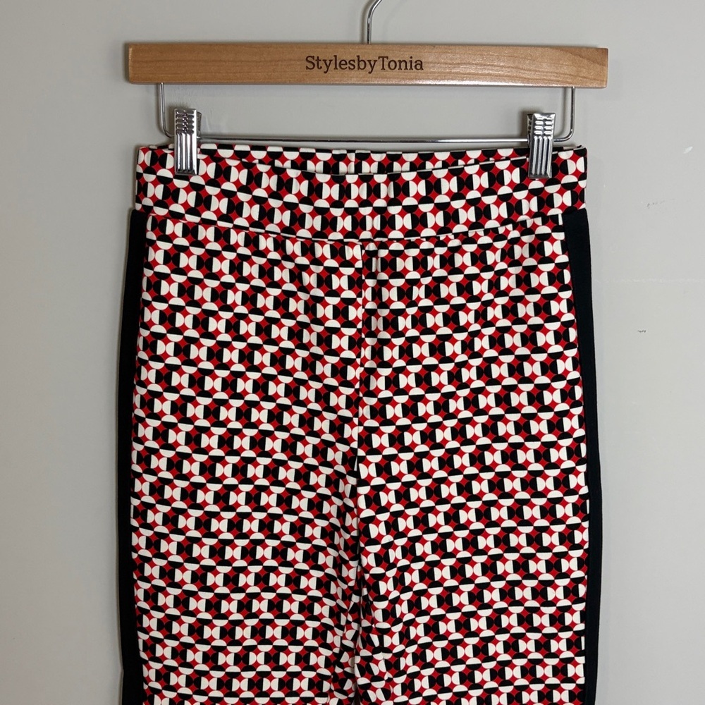 Anthropologie Maeve The Margot Kick Flare Pants Red Geometric Pull On Sz XS - Picture 6 of 15